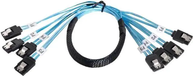 Main image of WRIARICH 1m Mini SAS SFF-8643 Host to 4 SATA 7Pin Breakout Cable, 6Gbps Internal Server RAID Hard Drive Data Cable 100cm