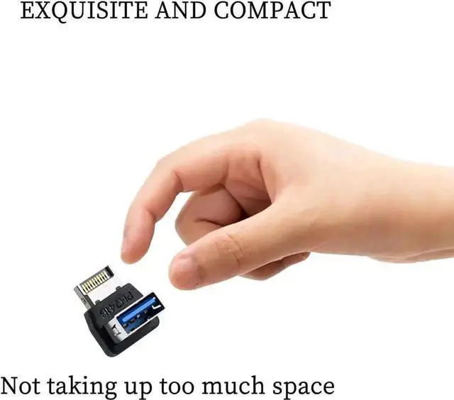Alt view image 6 of 7 - WRIARICH PH741A Type-E to USB 3.0 90-Degree Adapter 10Gbps Front Panel Header Socket with Housing for PC Motherboard