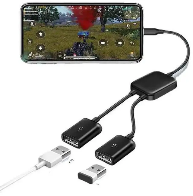 Main image of WRIARICH USB-C to USB 2.0 1-in-2 OTG Splitter Cable, Micro USB Hub Adapter for Phone Expansion, Display & Charging