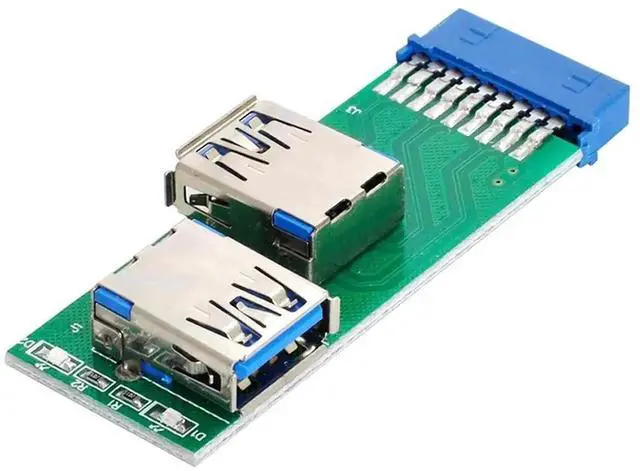 Main image of WRIARICH Dual Side USB 3.0 Type A Female to Motherboard 20/19Pin Header Adapter PCBA Board with LED Indicator for Desktop PC