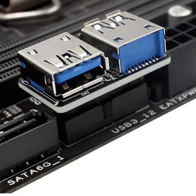 Alt view image 5 of 6 - WRIARICH Flat Type Dual USB 3.0 Type A Female to Motherboard 20/19Pin Internal Header Adapter PCBA Board for Desktop PC
