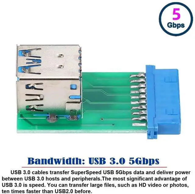 Alt view image 4 of 5 - WRIARICH Vertical Dual USB 3.0 Type A Female to Motherboard 20Pin Internal Header Adapter PCBA Board for Desktop PC
