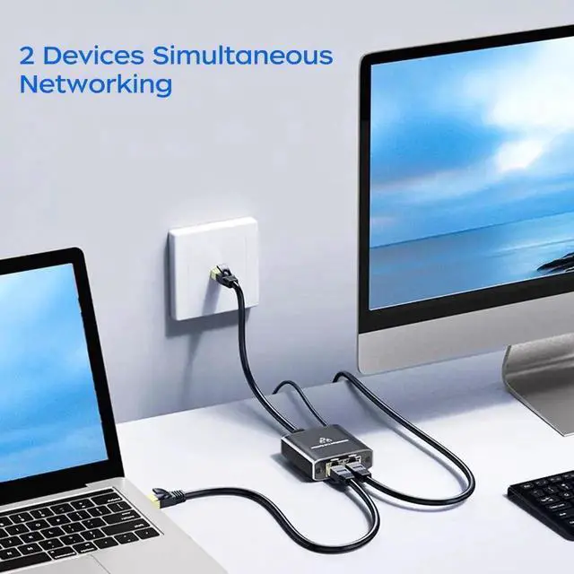 Alt view image 7 of 7 - WRIARICH 1000Mbps Gigabit RJ45 1 to 2 Ethernet Splitter Adapter, RJ45 Network Cable Splitter Extender Connector Compatible with Cat5/Cat5e/Cat6/Cat7/Cat8 LAN Cables for Home Office Surveillance