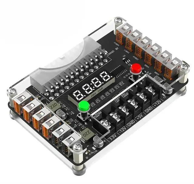 Alt view image 3 of 3 - WRIARICH 12 Ports ATX 24Pin Power Supply Breakout Board Module, Multi Output 3.3V 5V 12V -12V USB 3A Power Breakout Board for DIY Electronic Projects
