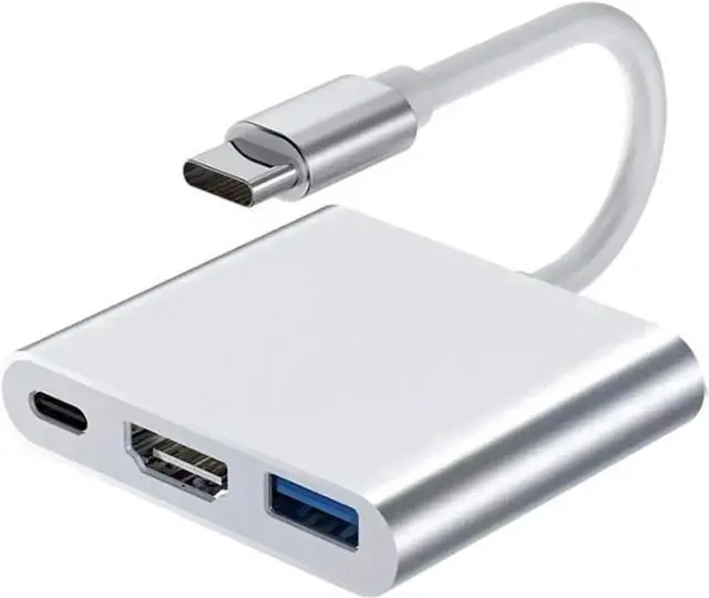 Main image of USB C Multiport AV Converter Cable with 4K HDMI, USB 3.0 Data & PD Charging Port, Thunderbolt 3 Type C to HDMI Adapter Compatible with MacBook Pro 13/15, Chromebook Pixel, XPS13, Samsung Galaxy S8/S9/