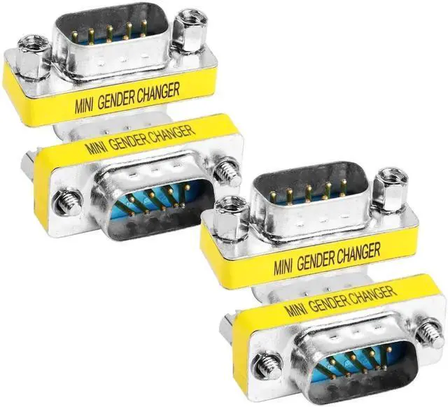 Main image of WRIARICH 4 Pack DB9 Male to Male RS232 Serial Gender Changer, D-SUB 9Pin Serial Port Coupler Adapter for PLC, POS, Industrial Controllers & Testing Equipment