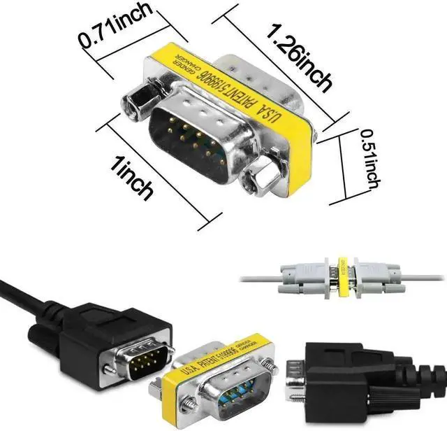 Alt view image 4 of 7 - WRIARICH 4 Pack DB9 Male to Male RS232 Serial Gender Changer, D-SUB 9Pin Serial Port Coupler Adapter for PLC, POS, Industrial Controllers & Testing Equipment