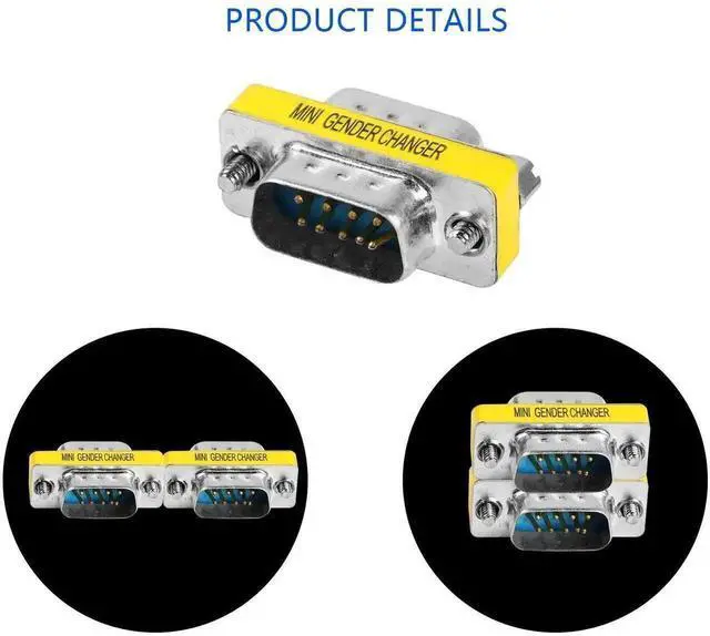 Alt view image 7 of 7 - WRIARICH 4 Pack DB9 Male to Male RS232 Serial Gender Changer, D-SUB 9Pin Serial Port Coupler Adapter for PLC, POS, Industrial Controllers & Testing Equipment