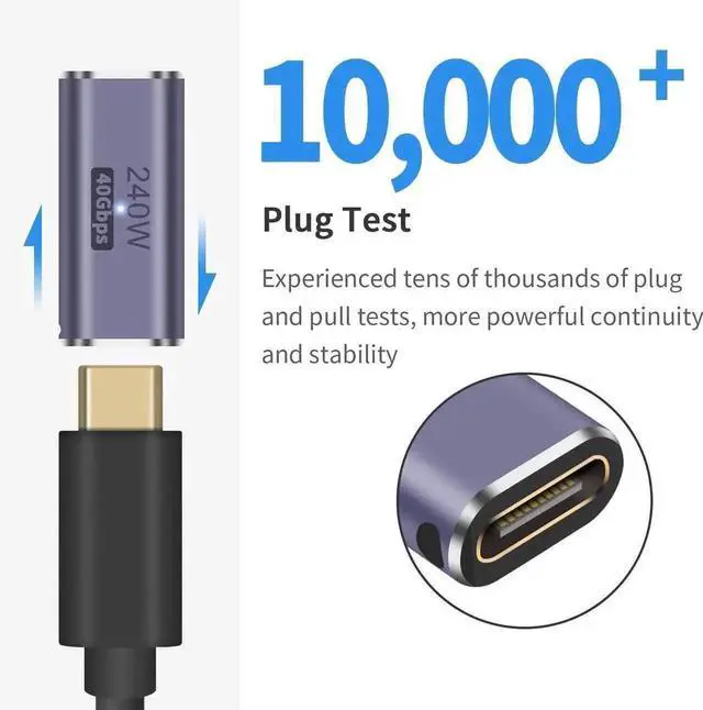 Alt view image 2 of 6 - WRIARICH 2Pack USB-C Female to Female Coupler, 240W PD, 40Gbps, 8K@60Hz Video Extender Adapter for MacBook, iPad, Thunderbolt 3/4