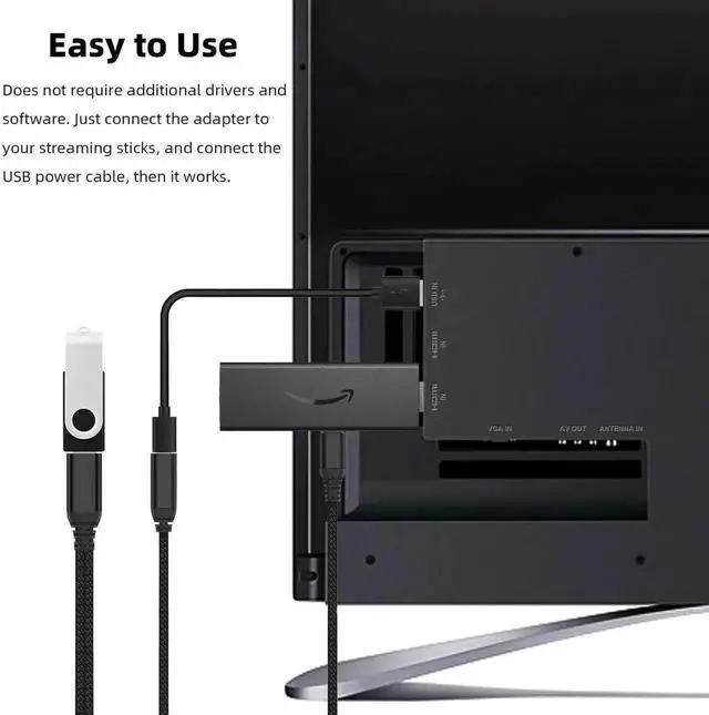 Alt view image 3 of 6 - WRIARICH 2 Pack Powered Micro USB OTG Cable Adapter, Micro USB Male to USB 2.0 Type-A Female with Extra Micro USB Power Port for Fire TV Stick 4K, Android Micro USB Phones & Tablets, Black