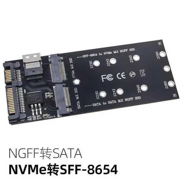 Main image of WRIARICH M.2 SATA to SATA + NVMe to SFF-8654 Converter, 22Pin SATA M.2 Expansion Card, M-Key/B-Key SSD Adapter for PC Desktop Motherboard