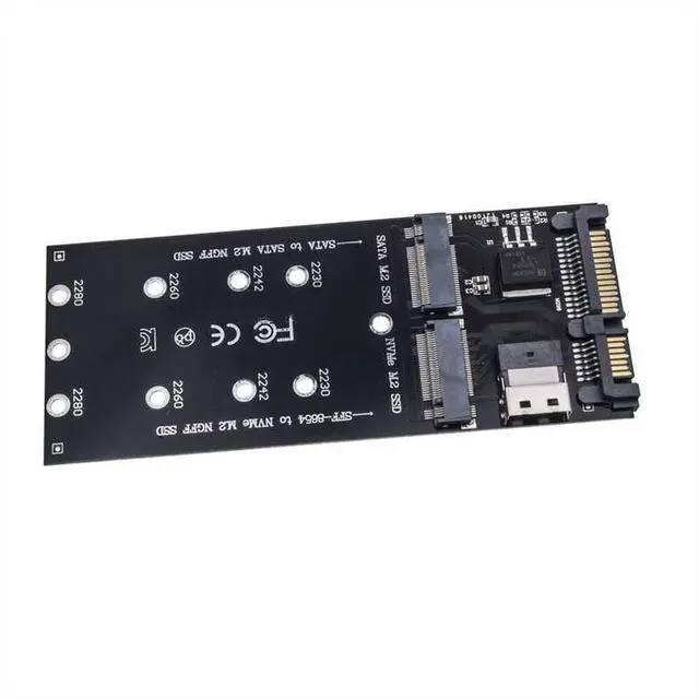 Alt view image 2 of 4 - WRIARICH M.2 SATA to SATA + NVMe to SFF-8654 Converter, 22Pin SATA M.2 Expansion Card, M-Key/B-Key SSD Adapter for PC Desktop Motherboard