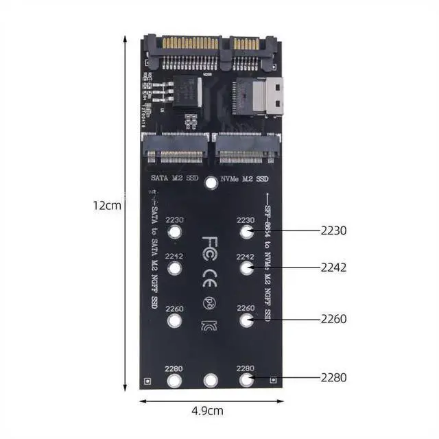 Alt view image 3 of 4 - WRIARICH M.2 SATA to SATA + NVMe to SFF-8654 Converter, 22Pin SATA M.2 Expansion Card, M-Key/B-Key SSD Adapter for PC Desktop Motherboard