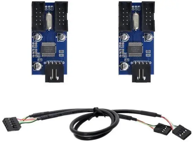 Alt view image 3 of 7 - WRIARICH USB 2.0 9Pin/10Pin Motherboard Header Splitter Cable, 1-in-4 Internal 4-Port Female Expansion Hub Connector