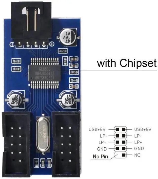 Alt view image 7 of 7 - WRIARICH USB 2.0 9Pin/10Pin Motherboard Header Splitter Cable, 1-in-4 Internal 4-Port Female Expansion Hub Connector