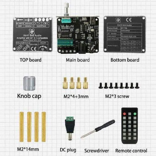 Alt view image 5 of 5 - WRIARICH XY-Y50L Stereo Audio Power Amplifier Board Module, Bluetooth 5.1, AUX USB Dual Channel, 50W+50W HiFi, Infrared Remote Control for DIY Speakers