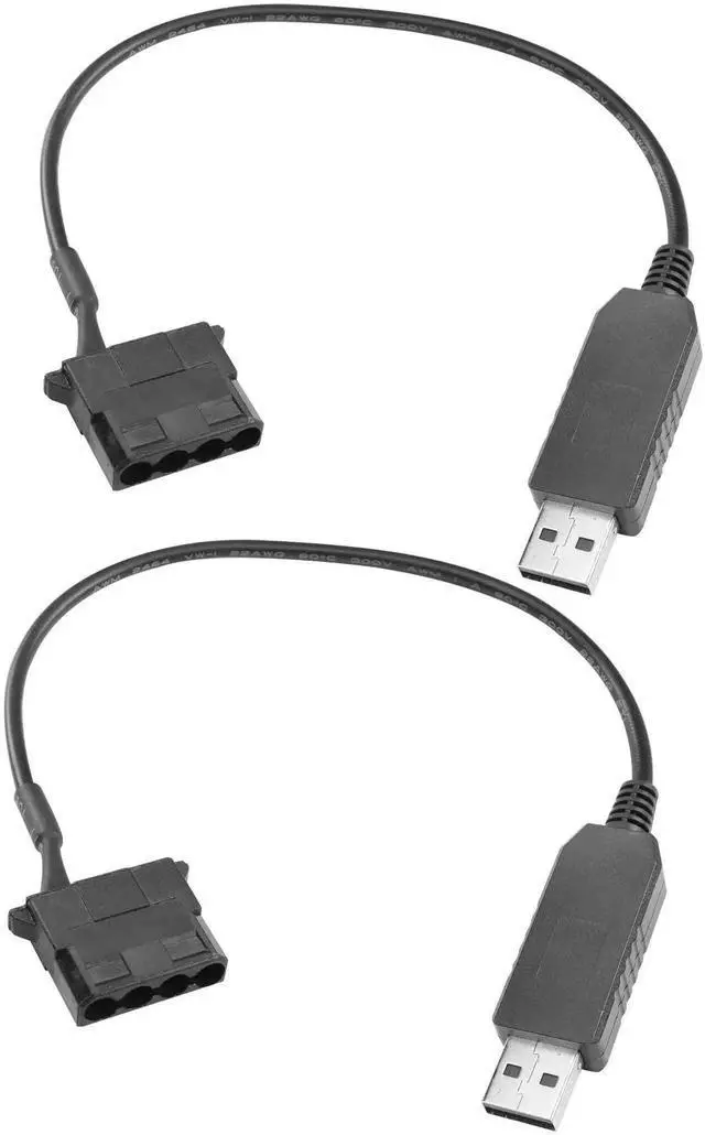 Main image of WRIARICH 2 Pack USB to 12V Molex Fan Step-Up Power Cable, 30cm(11.8 Inch) USB Port to Molex Adapter Cord for PC Cooling Fan Power Supply