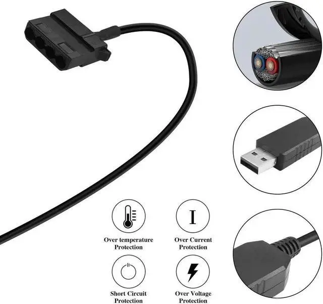 Alt view image 5 of 7 - WRIARICH 2 Pack USB to 12V Molex Fan Step-Up Power Cable, 30cm(11.8 Inch) USB Port to Molex Adapter Cord for PC Cooling Fan Power Supply