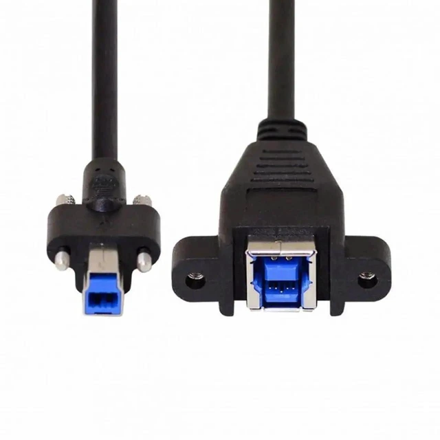 Alt view image 4 of 7 - WRIARICH 0.5m USB 3.0 Type-B Male to Female Extension Cable, Back Panel Mount with Dual Thumbscrews
