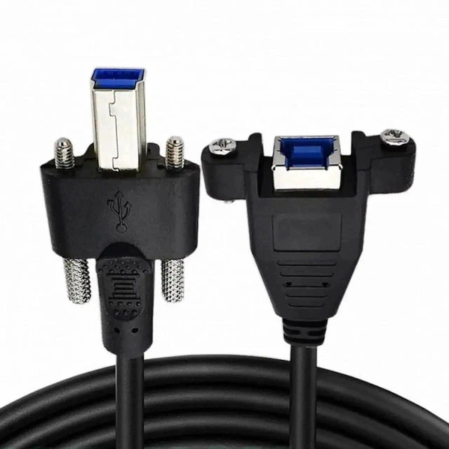 Alt view image 7 of 7 - WRIARICH 0.5m USB 3.0 Type-B Male to Female Extension Cable, Back Panel Mount with Dual Thumbscrews