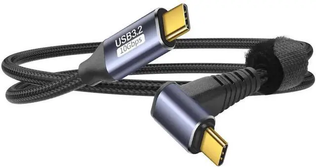 Main image of WRIARICH 0.5M (1.6FT) 90 Degree USB-C to USB-C Cable, USB 3.1 Gen2 10Gbps Data, 4K@60Hz Video, 100W Fast Charging Cord