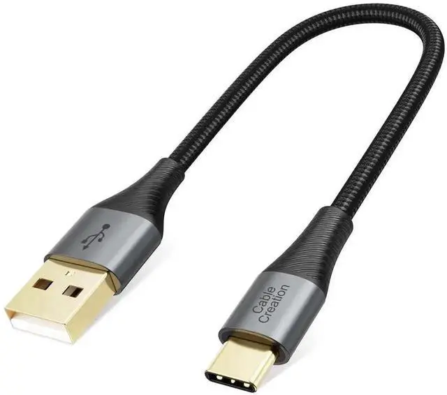 Main image of WRIARICH 0.2m (0.8ft) Braided USB-A to USB-C Short Cable, Charging & Data Cord for CarPlay, Samsung Galaxy, MacBook, iPad