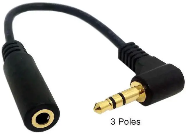 Alt view image 3 of 5 - WRIARICH 2 Pack 10CM 90 Degree Right Angle 3.5mm Male to Female AUX Extension Cable, 3/4 Pole TRS/TRRS Stereo Headphone Audio Extender Cord