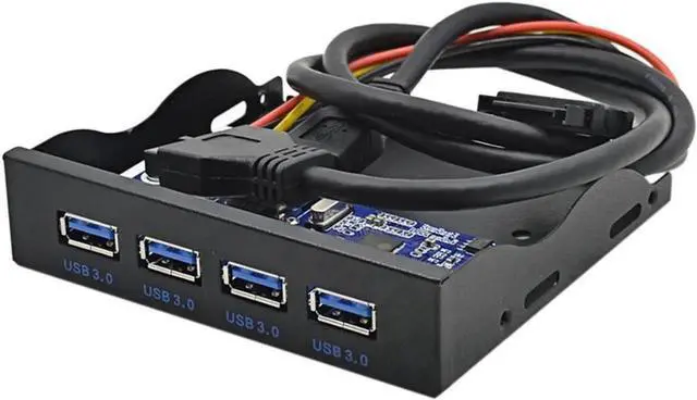 Alt view image 2 of 5 - WRIARICH 3.5 Inch Floppy Bay USB 3.0 Front Panel Hub, Internal 19/20Pin Header to 4 USB3.0 Type-A Ports Splitter for Desktop PC Case Expansion