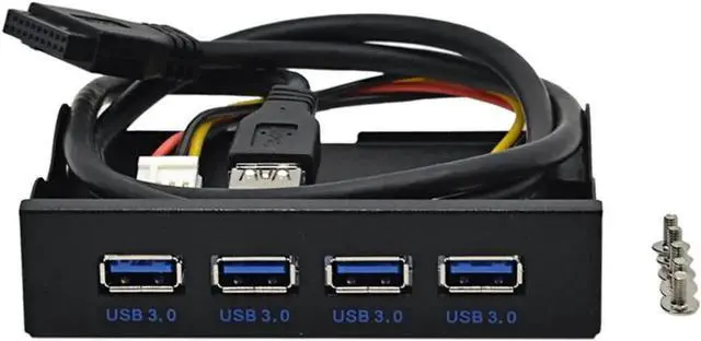 Main image of WRIARICH 3.5 Inch Floppy Bay USB 3.0 Front Panel Hub, Internal 19/20Pin Header to 4 USB3.0 Type-A Ports Splitter for Desktop PC Case Expansion