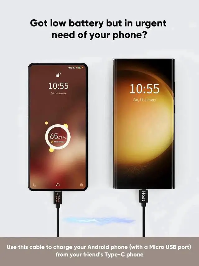 Alt view image 7 of 7 - WRIARICH 3.3FT Black USB C to Micro USB OTG Cable, 480Mbps Data Cord for MacBook, Galaxy S Series, Pixel Series