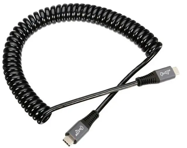 Main image of WRIARICH 1.5M Stretch Coiled USB4 USB C to C Cable, 20Gbps Data Transfer 100W PD Fast Charging 8K/5K/4K Video Type-C Extension Cord