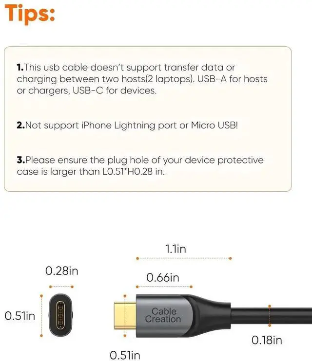 Alt view image 3 of 7 - WRIARICH 0.3m (1FT) USB A to USB C Cable, USB 3.2 Gen2 10Gbps Data Cord, 3A Charging Cable for Android Auto, External SSD, MacBook, iPad, iPhone 15/16 Series