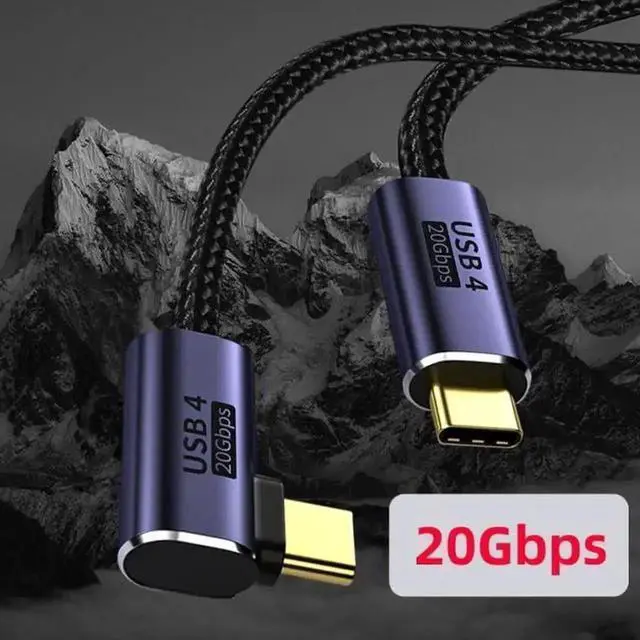 Alt view image 2 of 6 - WRIARICH 50CM Left & Right Angled USB4 USB-C Cable, 100W 20V 5A Charging, 20Gbps Gen2 Data Cord for Laptop, Tablet, Phone