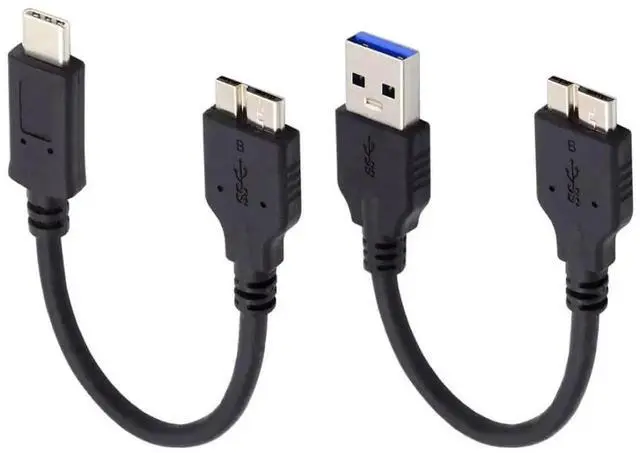 Main image of WRIARICH 2 Pack 15cm USB 3.0 & USB C to Micro B Cable, Data Cord for Portable Hard Drive