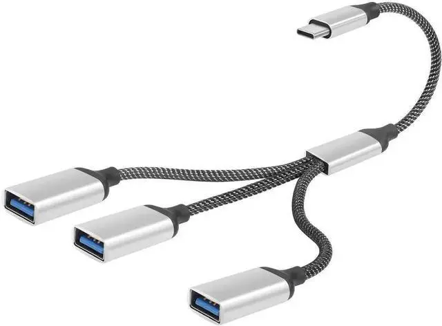 Main image of WRIARICH 20CM USB 3.0 Type-C OTG Y Splitter Cable, 1 Type-C Male to 3 USB-A Female Multiport Hub Converter, Portable Multi-Port Split Adapter for Laptop, PC, Car, USB-A Peripherals