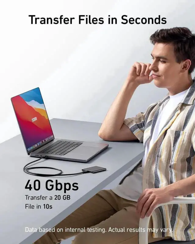 Alt view image 3 of 7 - WRIARICH 1.64FT USB4 Cable, 40Gbps Data, 8K Video & 240W Charging, Compatible with Thunderbolt 3/4 & All USB-C Devices