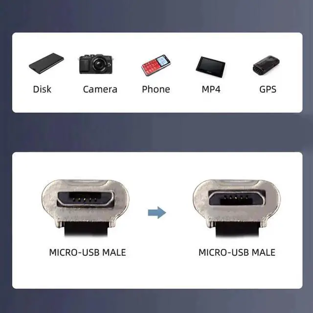Alt view image 4 of 7 - WRIARICH 16cm 90° Up-Down Angled Ultra Slim Flat Cable, Micro USB 2.0 Male to Male 5Pin for Data & Charging