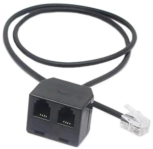 Alt view image 3 of 4 - WRIARICH 2 Pack RJ9 Y Splitter Training Adapter Cord, 1 Male to Dual Female RJ9 Headset Extension Cable Compatible with Office IP Desk Phones