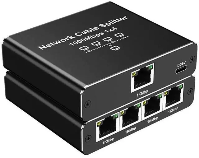 Alt view image 6 of 7 - WRIARICH 1 to 4 Port Gigabit Ethernet Splitter, 1000Mbps High Speed LAN Splitter with USB Power Cord, Supports 4 Devices Online at Once, Compatible with Cat6 Cat7 Cat8 Ethernet Cables