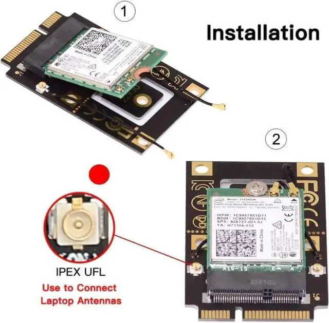 Alt view image 4 of 7 - WRIARICH ChenYang M.2 NGFF Key-A to Mini PCI-E WiFi Converter Adapter, M.2 Wireless Card Riser Compatible with Intel 9260/8265/7260 WiFi6 WiFi7 AC BT Cards
