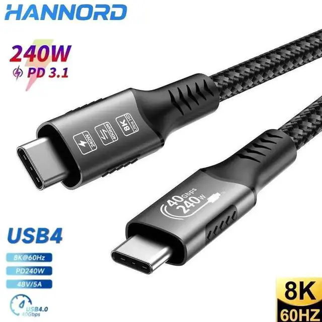 Alt view image 3 of 7 - WRIARICH 1.6FT USB C Cable, 240W PD Fast Charging, USB4 40Gbps Data Cable, 8K@60Hz HD Display, Thunderbolt 4/3 Compatible for iPhone 16, MacBook, Hub, Docking