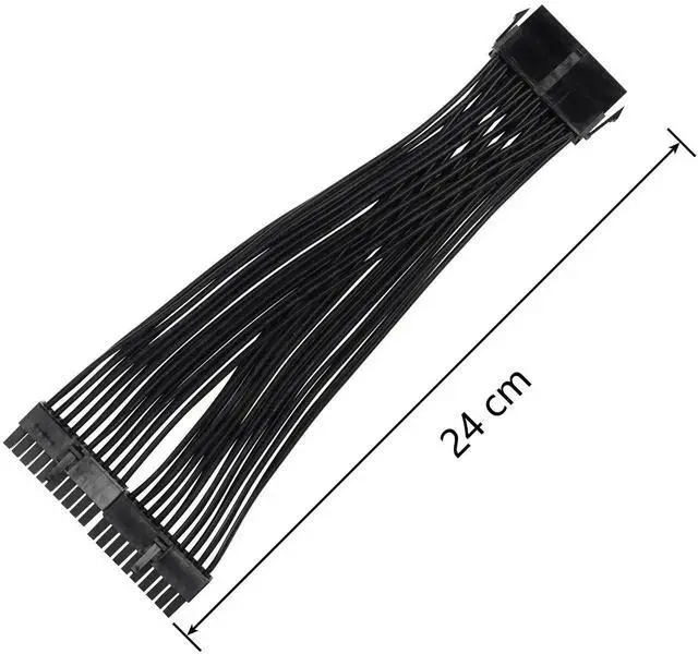 Alt view image 2 of 5 - WRIARICH 24cm ATX 20Pin PSU Splitter Cable, 18AWG 20Pin Female to Dual Male Power Extension Cord for Desktop Power Supply Expansion