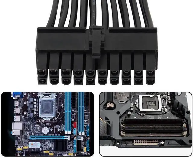 Alt view image 3 of 5 - WRIARICH 24cm ATX 20Pin PSU Splitter Cable, 18AWG 20Pin Female to Dual Male Power Extension Cord for Desktop Power Supply Expansion