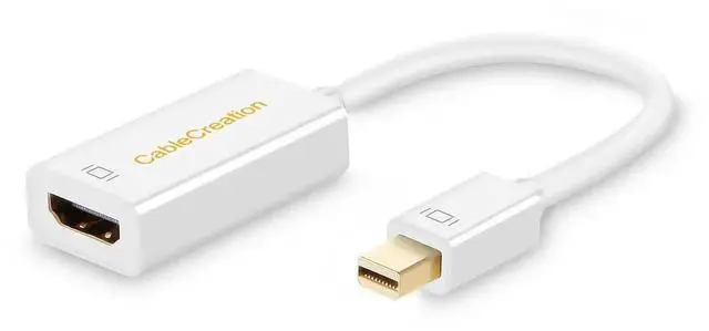 Main image of WRIARICH White 4K Mini DP to HDMI Adapter, Thunderbolt Compatible Mini DisplayPort Male to Female AV Converter for MacBook & iMac