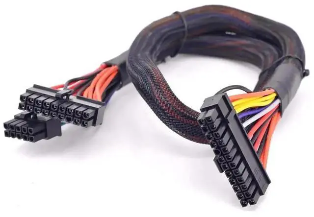 Main image of WRIARICH 24.8 Inch (63cm) Black Sleeved Modular ATX 24Pin PSU Cable, 18Pin+10Pin to 24Pin Motherboard Power Cord Compatible with Corsair SFX, RMX, RMi, SF, HX Series PSUs, 18AWG