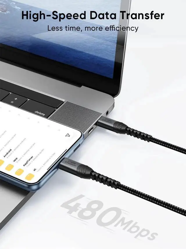 Alt view image 5 of 7 - WRIARICH 2 Pack 1FT Short USB C Cable, 60W Fast Charging Braided Type C Data Cord for iPhone 15/16, iPad, MacBook, Galaxy, Power Bank