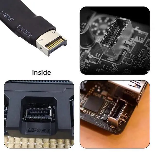 Alt view image 2 of 7 - WRIARICH USB 3.2 Type-E IDC 20Pin Front Panel Header Male to Female Extension Cable, 20Gbps High-Speed Internal Extender Cord