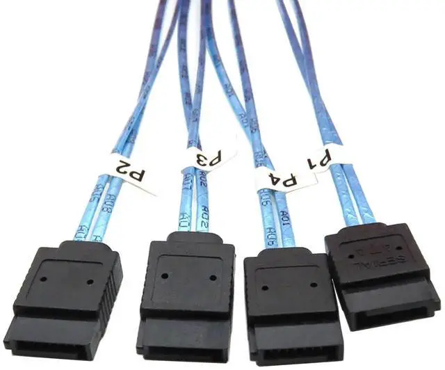 Alt view image 5 of 5 - WRIARICH 1M SFF-8644 External Mini SAS HD to 4×7Pin SATA Breakout Cable for Server RAID Storage