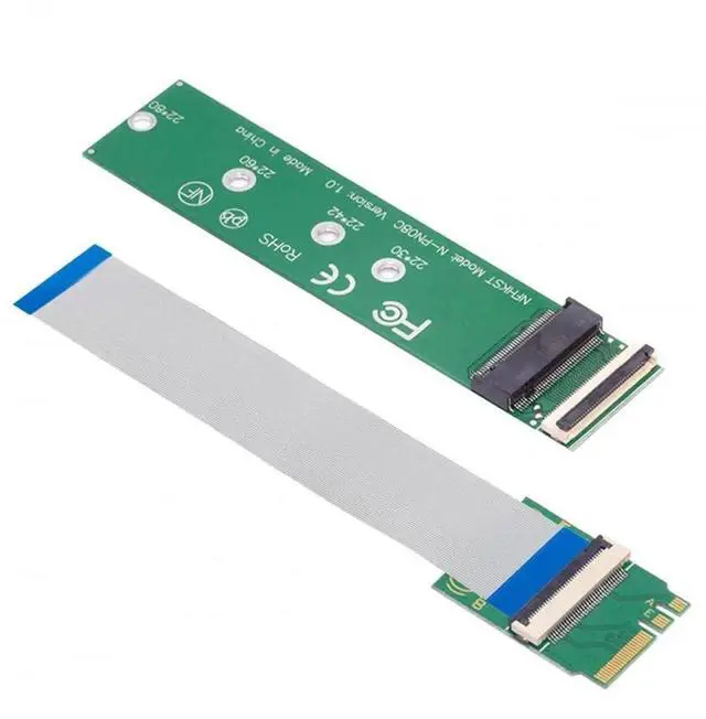 Main image of WRIARICH NGFF 2230 A+E-Key Male to NVMe M-Key Female PCIe 4.0 Extension Flat Cable, M.2 SSD Riser Adapter Support 2230/2242/2260/2280 NVMe SSD for Laptop Motherboard
