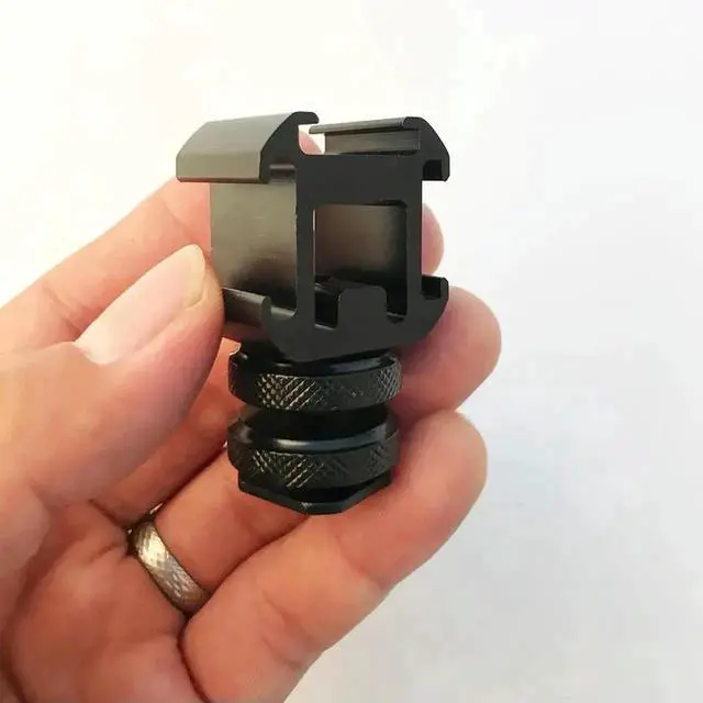 Alt view image 3 of 4 - WRIARICH Camera Hot Shoe Extension Bracket with Triple Cold Shoe Mount & 1/4 Inch Screw On-Camera Hot Shoe Mount Adapter